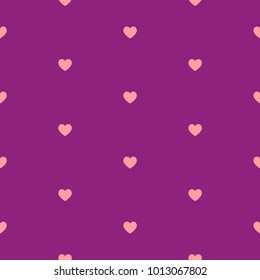 Seamless polka dot red pattern with hearts. Vector