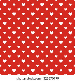 Seamless polka dot red pattern with hearts