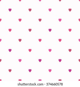 Seamless polka dot red pattern with hearts. St. Valentine's background