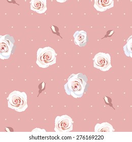 Seamless polka dot and roses background