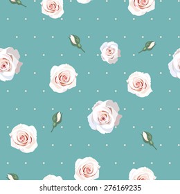 Seamless polka dot and roses background