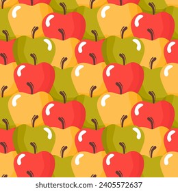 Point de polka harmonieux, motif symétrique de pommes dessinées à la main, coeurs