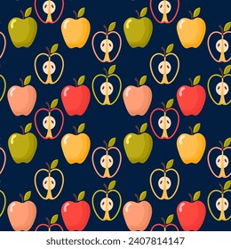 Point de polka harmonieux, motif symétrique de pommes dessinées à la main