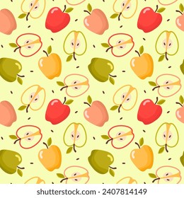 Point de polka harmonieux, motif symétrique de pommes dessinées à la main