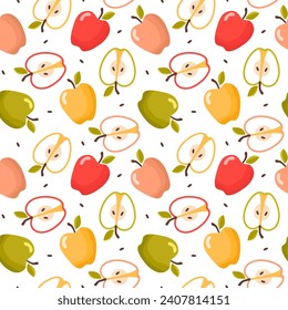 Point de polka harmonieux, motif symétrique de pommes dessinées à la main