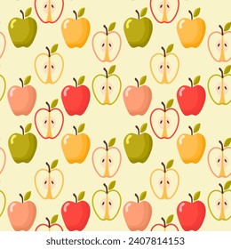 Point de polka harmonieux, motif symétrique de pommes dessinées à la main