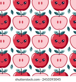 Point de polka harmonieux, motif symétrique de pommes dessinées à la main