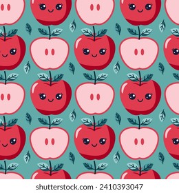 Point de polka harmonieux, motif symétrique de pommes dessinées à la main