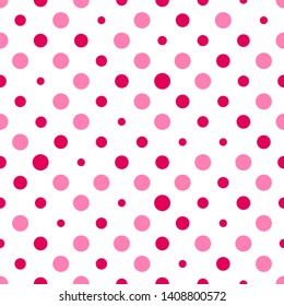 Seamless polka dot texture. Pink on white. Retro polka dots vector.