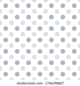 Textura de punto sin foco de polka. Plata en blanco. Vector de puntos de polka retro.