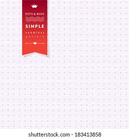 Seamless Polka dot and wave background with hipster label. Can be used for wallpaper, pattern fills, web page background, surface texture.