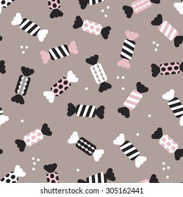 Seamless polka dots and chevron stripes birthday party festive candy vintage style illustration background pattern in vector