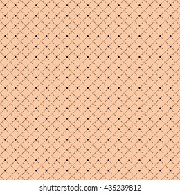 Seamless polka dots and dash lines on orange background, seamless pattern, black connecting, vector