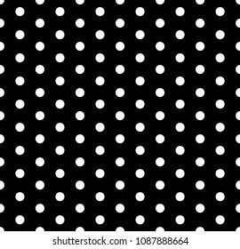 seamless polka dots pattern background. Polka dot fabric. Retro vector background or pattern. Casual stylish white polka dot texture on black background.