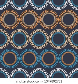 Seamless polka dots pattern. Color - gray, blue, beige. Simple design. Vector geometric background. Can be used in printing, textile, wrapping, web-design.