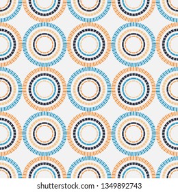 Seamless polka dots pattern. Color - gray, blue, beige. Simple design. Vector geometric background. Can be used in printing, textile, wrapping, web-design.