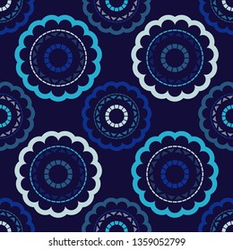 Seamless polka dots pattern.  Color - blue. Simple design. Vector geometric background. Can be used in printing, textile, wrapping, web-design.