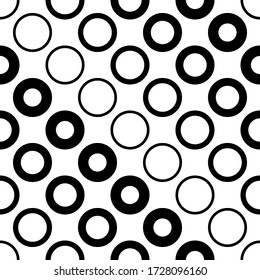 Seamless polka dots pattern. Color - black and white. Simple design. Vector geometric background. Can be used in printing, textile, wrapping, web-design.