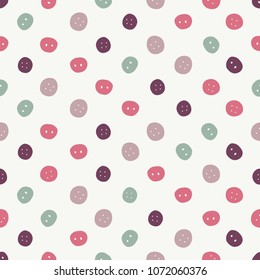 Seamless polka dots pattern. Doodles colorful buttons