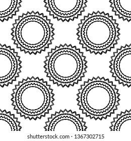 Seamless polka dots pattern. Ethnic print. Boho. Color - black and white. Simple design. Vector geometric background. Can be used in printing, textile, wrapping, web-design.