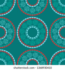 Seamless polka dots pattern. Ethnic print. Boho. Multicolored. Vector geometric background. Can be used in printing, textile, wrapping, web-design.