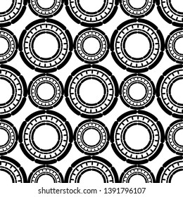 Seamless polka dots pattern. Ethnic print. Boho. Color - black and white. Simple design. Vector geometric background. Can be used in printing, textile, wrapping, web-design.