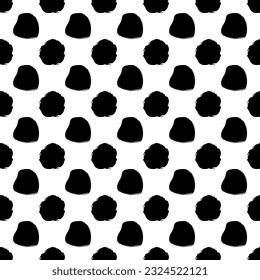 Seamless polka dots pattern, hand-drawn scribble circles on a transparent background