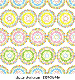 Seamless polka dots pattern. Happy Easter! Simple design. Vector geometric background. Can be used in printing, textile, wrapping, web-design.