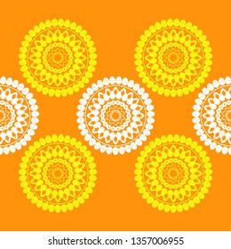 Seamless polka dots pattern. Happy Easter! Simple design. Vector geometric background. Can be used in printing, textile, wrapping, web-design.