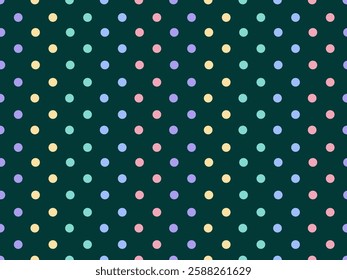 Seamless Polka Dots Pattern on Vintage Fabric Texture