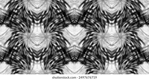 Seamless polka dots pattern with with spinning wheels. Monochrome on transparent background. Vector.