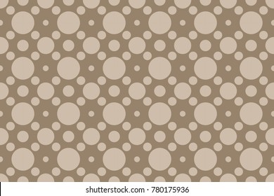 Seamless polka dots pattern vector. brown on dark brown background. Design print for wallpaper, textile, background.