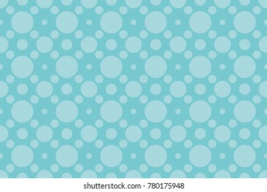 Seamless polka dots pattern vector. baby blue on cyan background. Design print for wallpaper, textile, background.