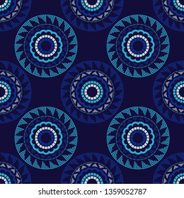 Seamless polka dots pattern.Color - blue. Simple design. Vector geometric background. Can be used in printing, textile, wrapping, web-design.