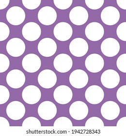 Seamless polka dots vector pattern. Repeat spots background with cute geometric elements. Trendy purple fashion print design. Modern illustration.
