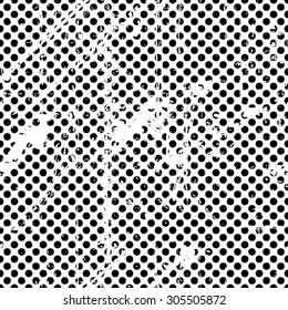 Seamless Polka Pattern . Grunge Distress Dotted Texture Background . Vector .