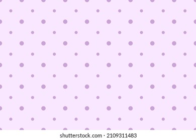 Seamless polkadot pattern with big and small circles. Repeated polka dot ornament with violet dots on light background. Vector illustration. Pattern templates in Swatches panel.