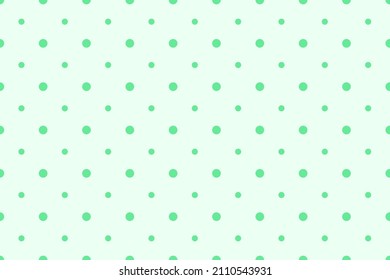 Patrón de polkadot impecable con puntos verdes. El fondo de los puntos polka repetidos con círculos grandes y pequeños. Ilustración vectorial. Plantillas de patrón en el panel Muestras.