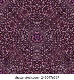 Seamless polygon mandala ornament pattern - abstract mosaic pink geometrical vector background design