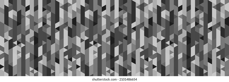 Seamless polygonal pattern. Abstract geometric texture. Tiled background. Low poly banner. Black and white illustration