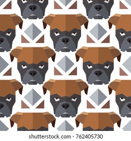 Seamless polygonal pattern with bulldog head. Vector background for your design. Can be used for textile, website background, 
book cover, packaging.