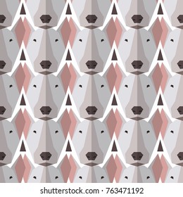 Seamless polygonal pattern with bullterrier head. Vector background for your design. Can be used for textile, website background, 
book cover, packaging.