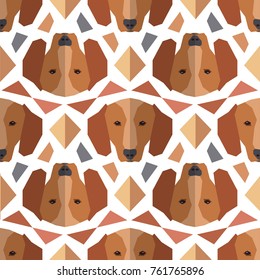 Seamless polygonal pattern with dachshund head. Vector background for your design. Can be used for textile, website background, 
book cover, packaging.