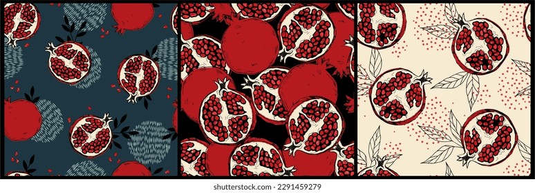 Conjunto de patrones de granranato sin foco. Textura artística. Color vintage. Diseño de vectores para papel, cubierta, tela, decoración interior y otros usos