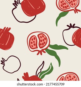 Seamless pomegranat pattern. Vintage colors. Vector design for paper, cover, fabric, interior decor and other uses