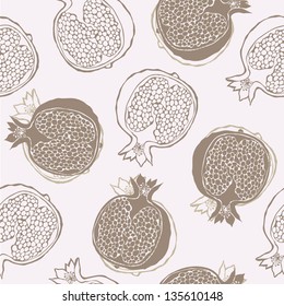Seamless pomegranate background, vector pattern