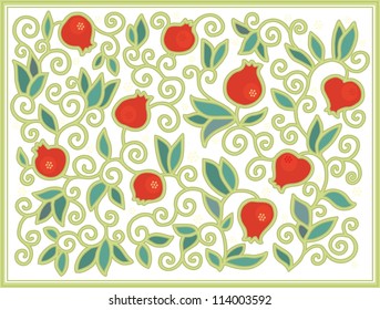 seamless pomegranate decorative pattern
