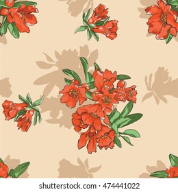 seamless pomegranate flower pattern