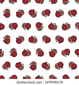 Seamless Pomegranate Pattern on White Background - Vector Illustration for your digital or print, T-shirt design
