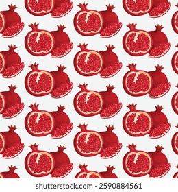 seamless pomegranate pattern on white background